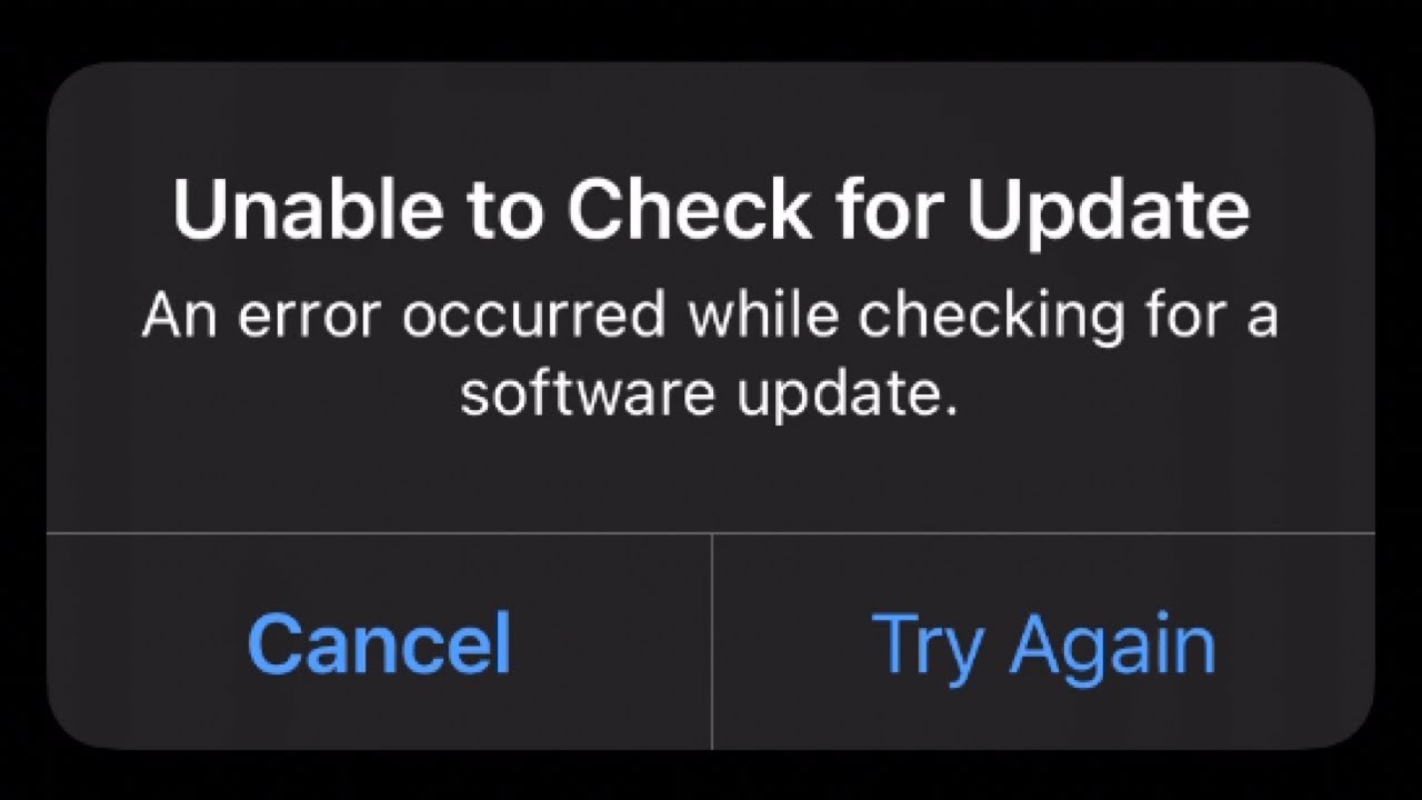 An error occurred while checking for a software update