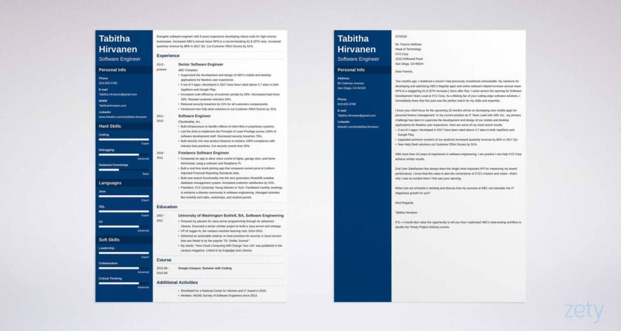 Software engineer cover letter example